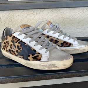 Golden Goose Superstar Low Top Leopard Sneaker Size 37